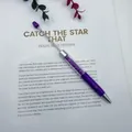 Elegant purple DIY beadable ballpoint pen with sparkling crystal stones in a clear tube - Candy Purple