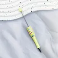 DIY beadable ballpoint pen in pale yellow with star and moon sequin accents - 1.0mm Bullet Tip / New Milk Yellow