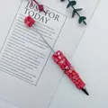 Exquisite handmade DIY ballpoint pen featuring red crushed stone gravel coverage design - Red