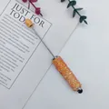 DIY orange rhinestone beaded stylus pen with shimmering crystals - 1.0mm Tip / Light Orange (36)