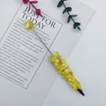 Bolígrafo DIY cubierto con piedras amarillas y cuentas decorativas - Amarillo