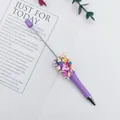 Bolígrafo de cuentas púrpura con coloridos dijes de corazón para creatividad artesanal - Punta de bala de 1,0 mm / Púrpura Morandi (63)