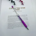 Elegant purple crystal filled beaded ballpoint pen for DIY crafts and stationery use - Fluorescent Purple