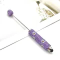 Elegant purple daisy full diamond stylus beaded pen for capacitive touch screen devices - Light Purple