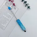 Stunning blue sparkling beadable stylus pen with a luxurious diamond-like handle - 1.0mm Tip / Light Blue (38)