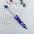 Bolígrafo DIY morado con textura de piedras trituradas para un estilo muy artístico. - Azul y Púrpura