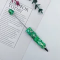 Bolígrafo DIY verde creativo cubierto de gravilla de concha natural con acentos metálicos - Verde