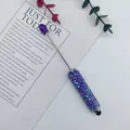 Sparkling purple rhinestone beaded stylus pen with elegant jelly diamond finish - 1.0mm Tip / Candy Purple (49)