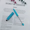 Luxury turquoise beadable ballpoint stylus pen with sparkling rhinestone sleeve - 1.0mm Tip / Candy Light Blue (50)