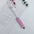 Sparkling pink rhinestone stylus pen with translucent crystal bead handle for gifts - 1.0mm Tip / Candy Light Pink (51)