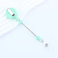 Minzgrüne ausziehbare Ausweishülle mit Metallclip für DIY-Perlen-ID-Kartenhalter - Einzelverpackung / Hellgrün