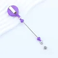 Violetter DIY ausziehbarer Ausweishalter mit Metallclip für ID-Karten und DIY-Perlen - Einzelverpackung / Lila