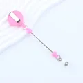 Rosa ausziehbarer Perlen Ausweis Halter mit verlängerter Metallstange Variante - Einzelverpackung / Rosa