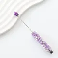 Eleganter lila Perlen-Eingabestift mit weißen Perlen für Touchscreens multifunktional - 49-Bonbonviolett