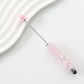 Eleganter rosa Perlen-Stylus-Stift mit weißen Kunstperlen und glitzernden Zuckerperlen - 51-Bonbon-Hellrosa