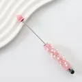 Eleganter rosa perlenbesetzter Eingabestift mit weißen Perlen und Kristalldetails - 65-Liebesrosa