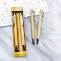 Juego de bolígrafos de bambú ecológicos con caja de almacenamiento de madera natural - Colección de Bambú Con Estuche / Punta de Bala de 1,0 mm / Color madera natural