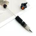 Stylo à bille élégant avec dégradé de strass noir et blanc et couverture complète - Noir Dégradé