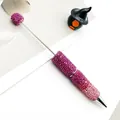 Stylo à bille perlé en strass rose dégradé avec tige métallique personnalisable DIY - Dégradé Rose Rouge