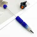 Stylo à bille à perler élégant avec un dégradé de strass bleus et argentés chic - Bleu foncé dégradé