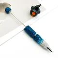 Stylo à bille perlé en strass bleu dégradé avec design étincelant à couverture totale - Dégradé Orchidée