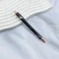 Elegant black marble pattern metal ballpoint pen with rose gold accents - 1.0mm Bullet Tip / Black