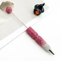 Stylo à bille perlé avec dégradé de strass roses et couverture en cristal étincelant - Rose Dégradé