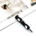 Festive Halloween DIY beaded ballpoint pen featuring black and white ghost designs - Black Rhinestone White Ghost