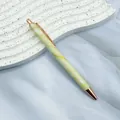 Elegant marble pattern ballpoint pen with rose gold trim for business writing - 1.0mm Bullet Tip / Yellow