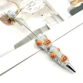 Halloween DIY beaded pen with pumpkin charms and colorful sparkling rhinestones. - White Rhinestone Big Pumpkin