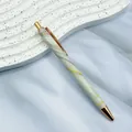 Elegant marble pattern metal ballpoint pen featuring luxury rose gold trim and clip - 1.0mm Bullet Tip / Gray