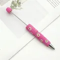 Bolígrafo de cuentas rosa DIY con elegantes patrones de margaritas de cristal floral - Punta de bala de 1,0 mm / Rojo Rosa Claro