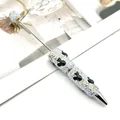 DIY Halloween beaded ballpoint pen featuring sparkling crystals and black cat charms - White Rhinestone Black Cat