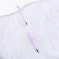 DIY customizable empty tube beadable ballpoint pen in light pink with long metal rod - 1.0mm Bullet Tip / Light Lavender