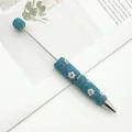 Bolígrafo de cuentas azul DIY con elegantes patrones de margaritas en diamantes de imitación - Punta de bala de 1,0 mm / Azul cielo