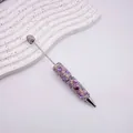 Stylo à bille élégant avec strass en forme de cœur violet et perles étincelantes - Violet