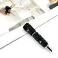 Black and white DIY beaded ballpoint pen with rhinestone barrel and swan pattern - Black Rhinestone Ghost