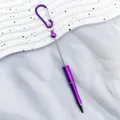 Purple electroplated beaded ballpoint pen with practical outdoor carabiner attachment hook - 1.0 Bullet Type / Deep purple