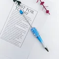 Elegant blue and white gradient sugar pearl beaded ballpoint pen with crystal accents. - Gradient Blue