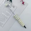 Handgefertigter weißer Herz-Perlenstift mit Strasssteinen, DIY-Geschenk zum Valentinstag - 1,0mm Kugelkopf / Weiß