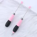 Lindo bolígrafo rosa retráctil con cuentas para manualidades DIY y juegos de papelería hermosos - Punta de bala 1,0 mm / Rosa Claro Caqui