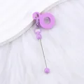 Candy-colored purple silicone straw charm with a DIY beaded metal rod accessory for drinks - Morandi Purple