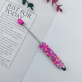 Creative touch screen stylus pen featuring colorful candy sprinkle beads and pink silicone cap - 1.0mm Bullet Tip / Fluorescent Rose Red