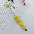 Handgefertigter gelber DIY-Perlenstift mit Herzmuster und funkelnden Strasssteinen - 1,0mm Kugelkopf / Gelb