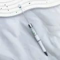 White DIY beading ballpoint pen featuring a clear tube filled with colorful star sequins - 1.0mm Bullet Tip / White