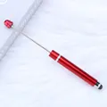 Retractable red DIY beaded stylus pen for capacitive touch screens and writing - 19-Bright Red