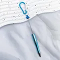 Portable blue carabiner beaded ballpoint pen with metallic plating for DIY beads - 1.0 Bullet Type / Light Blue