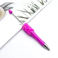 Elegant handmade DIY pink ballpoint pen with sparkling sequins and pearlescent beads - Fluorescent Rose Red
