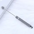 Grey telescopic beadable stylus pen for touch screens with silver metal accents - 53-Bentley Grey