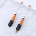Bolígrafo de cuentas DIY retráctil con cuerpo naranja y un cómodo agarre de goma - Punta de bala 1,0 mm / Caqui Naranja